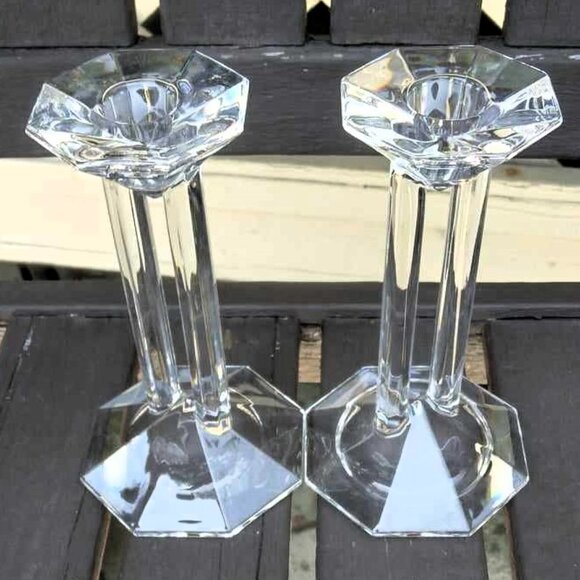 A Pair of Fabulous Marc Aurel 24% Lead Crystal Bleikristall Candle Holders - Picture 2 of 10